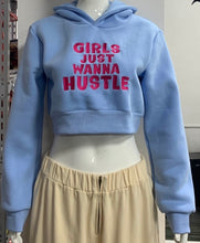 Load image into Gallery viewer, &quot;Girls Just Wanna Hustle&quot; Cropped Hoodie